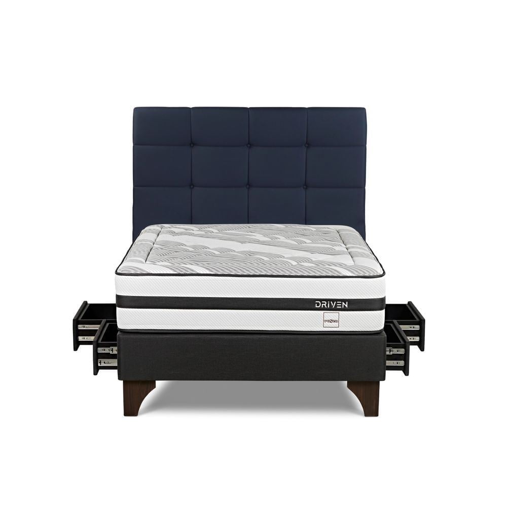 DORMITORIO EUROPEO CON CAJONES ROSEN DRIVEN 2 PLAZAS ISSEY AZUL - 1