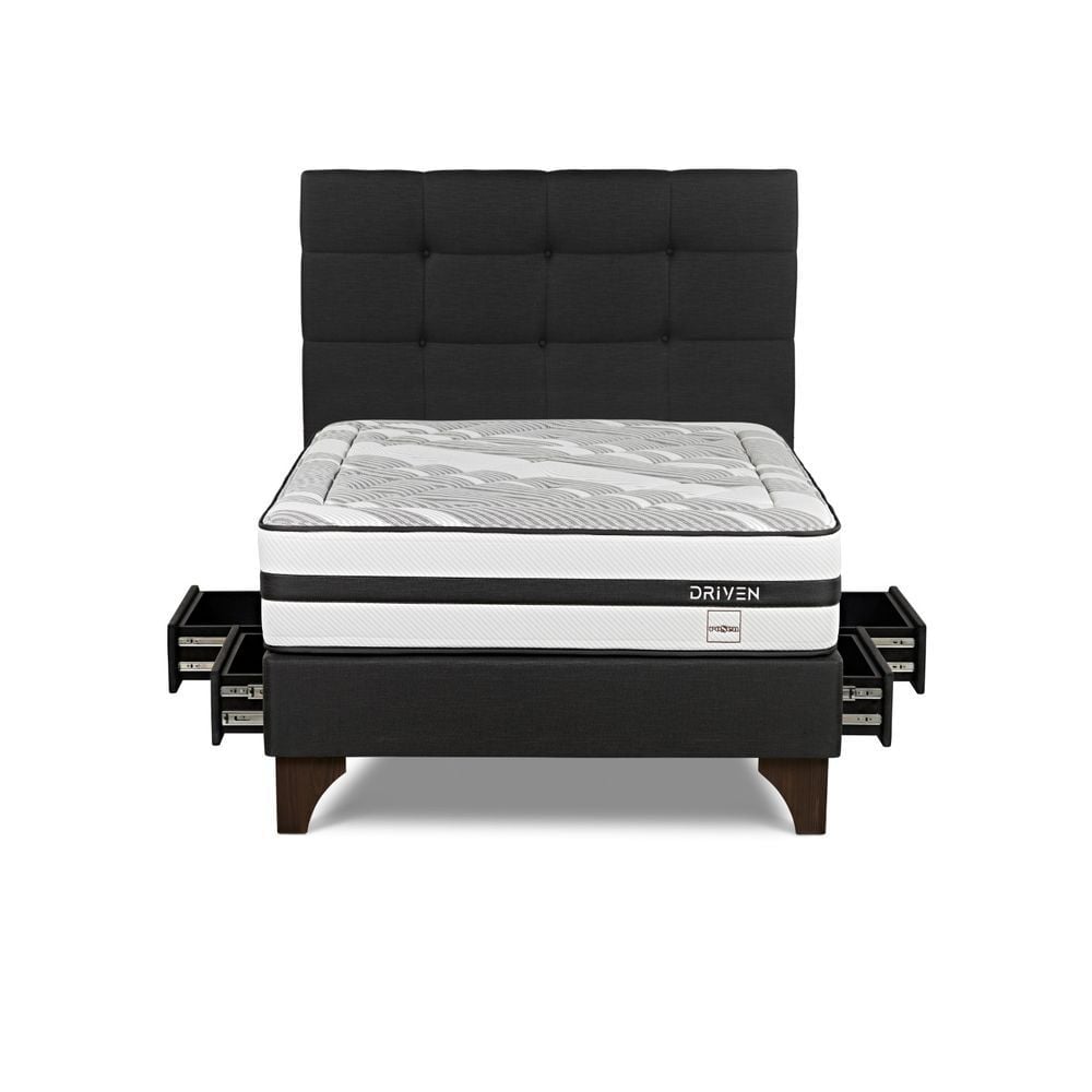 DORMITORIO EUROPEO CON CAJONES ROSEN DRIVEN 2 PLAZAS ISSEY GRAFITO - 1