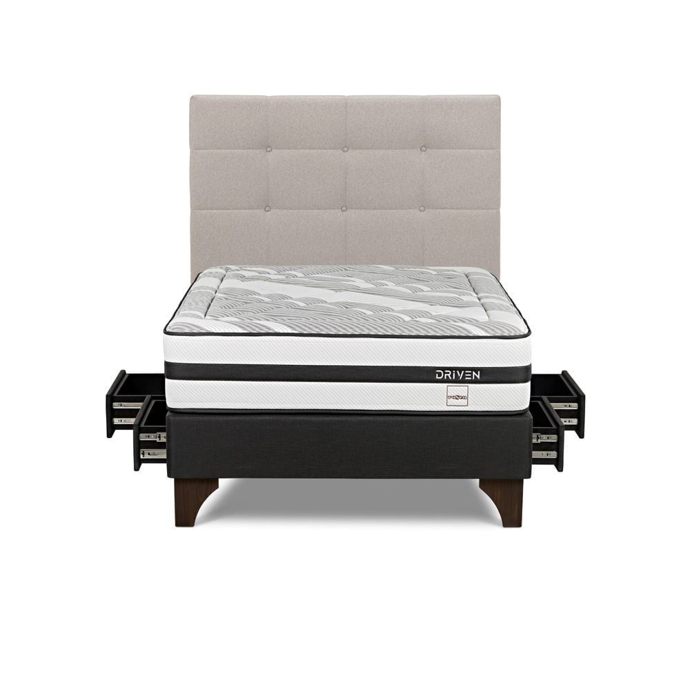 DORMITORIO EUROPEO CON CAJONES ROSEN DRIVEN 2 PLAZAS ISSEY NIEBLA - 1