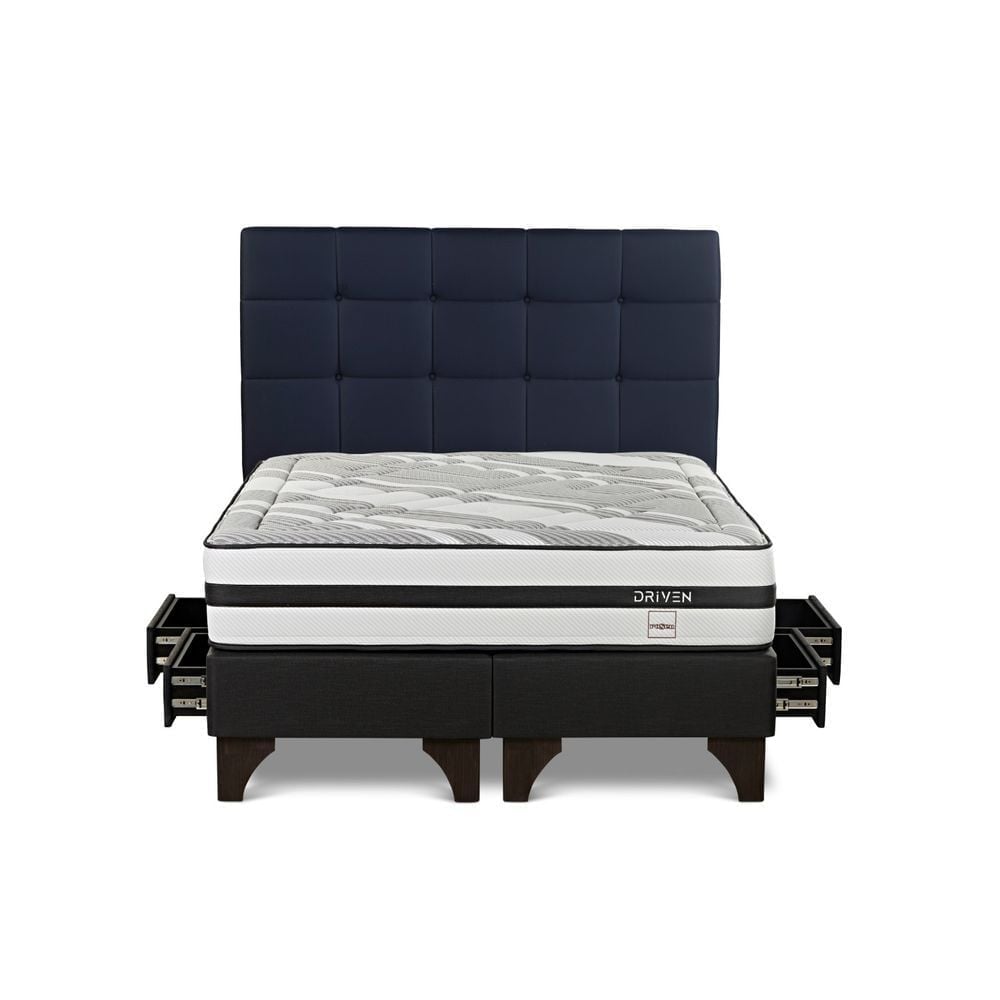 DORMITORIO EUROPEO CON CAJONES ROSEN DRIVEN QUEEN ISSEY AZUL - 1