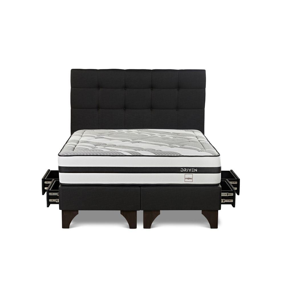 DORMITORIO EUROPEO CON CAJONES ROSEN DRIVEN KING ISSEY GRAFITO - 1