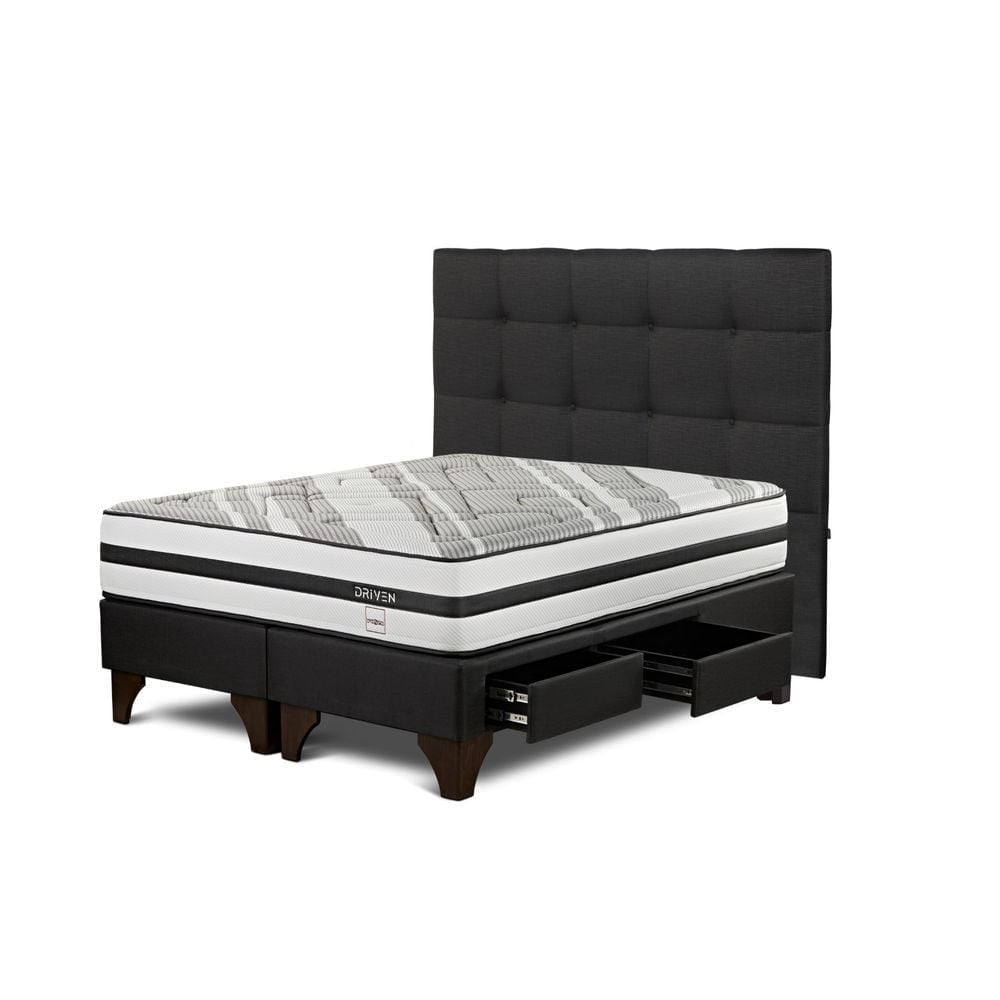 DORMITORIO EUROPEO CON CAJONES ROSEN DRIVEN KING ISSEY GRAFITO - 2