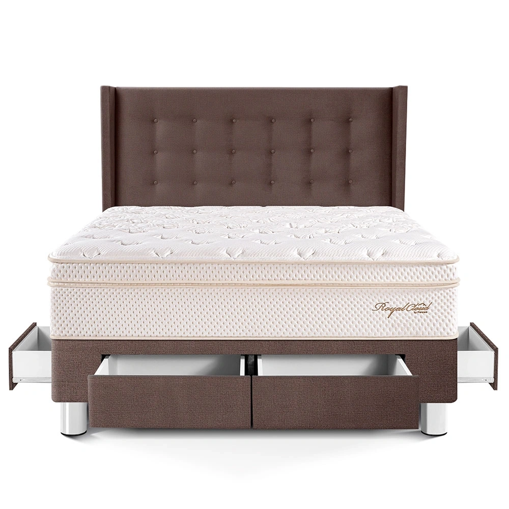 DORMITORIO CON CAJONES PARAÍSO ROYAL CLOUD GOLD QUEEN CHOCOLATE + 2 ALMOHADAS VISCOELÁSTICAS - 3