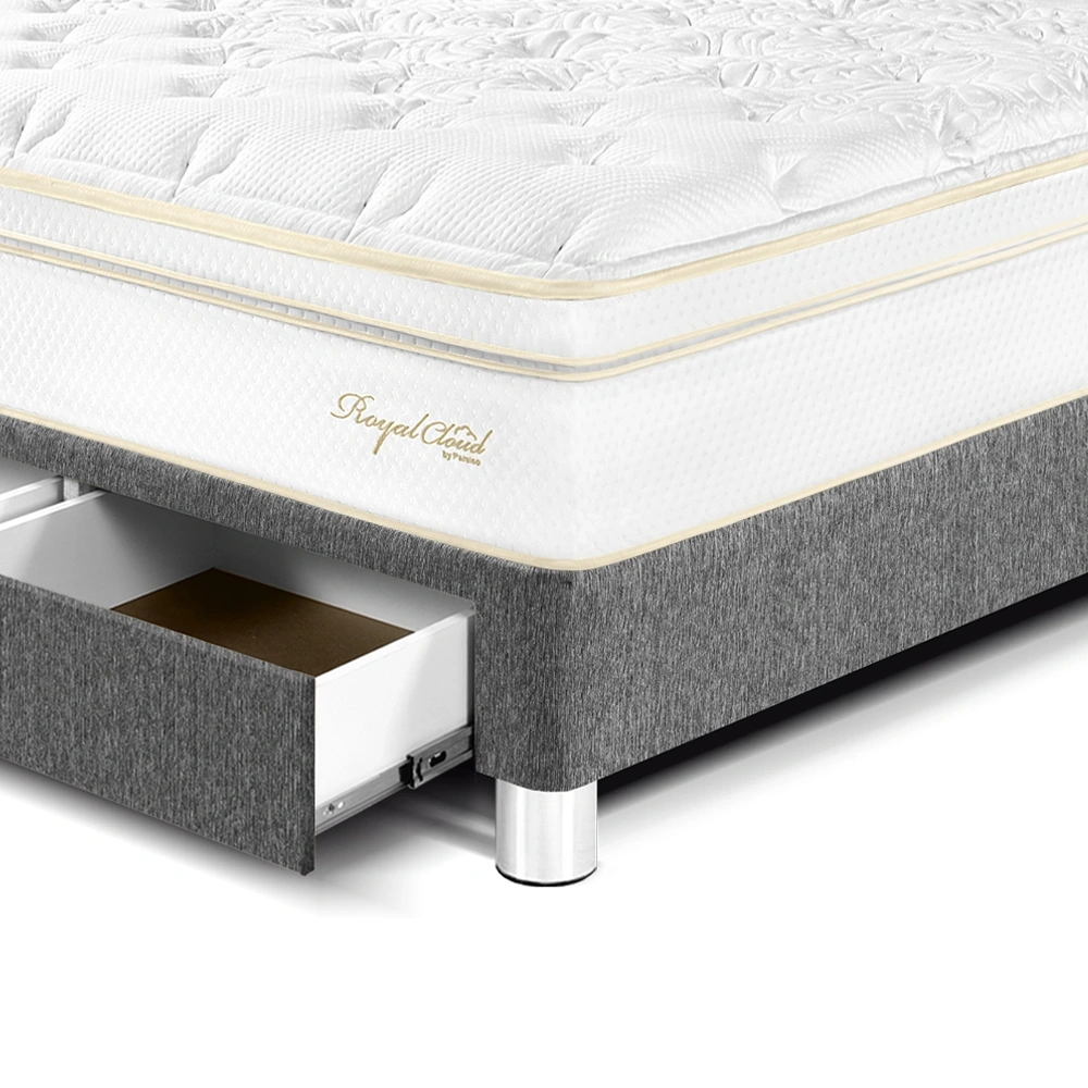 DORMITORIO CON CAJONES PARAÍSO ROYAL CLOUD GOLD QUEEN GRIS + 2 ALMOHADAS VISCOELÁSTICAS - 2