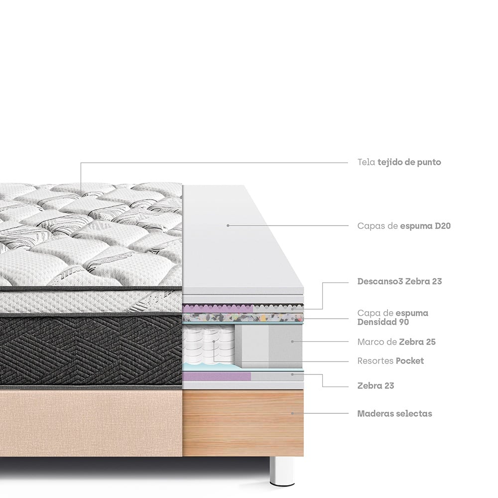 CAMA AMERICANA PARAÍSO POCKET STAR 1.5 PLAZAS CHAMPAGNE - 4