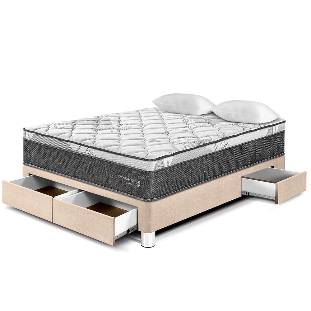CAMA AMERICANA PARAÍSO CON CAJONES POCKET STAR 2 PLAZAS CHAMPAGNE - 1
