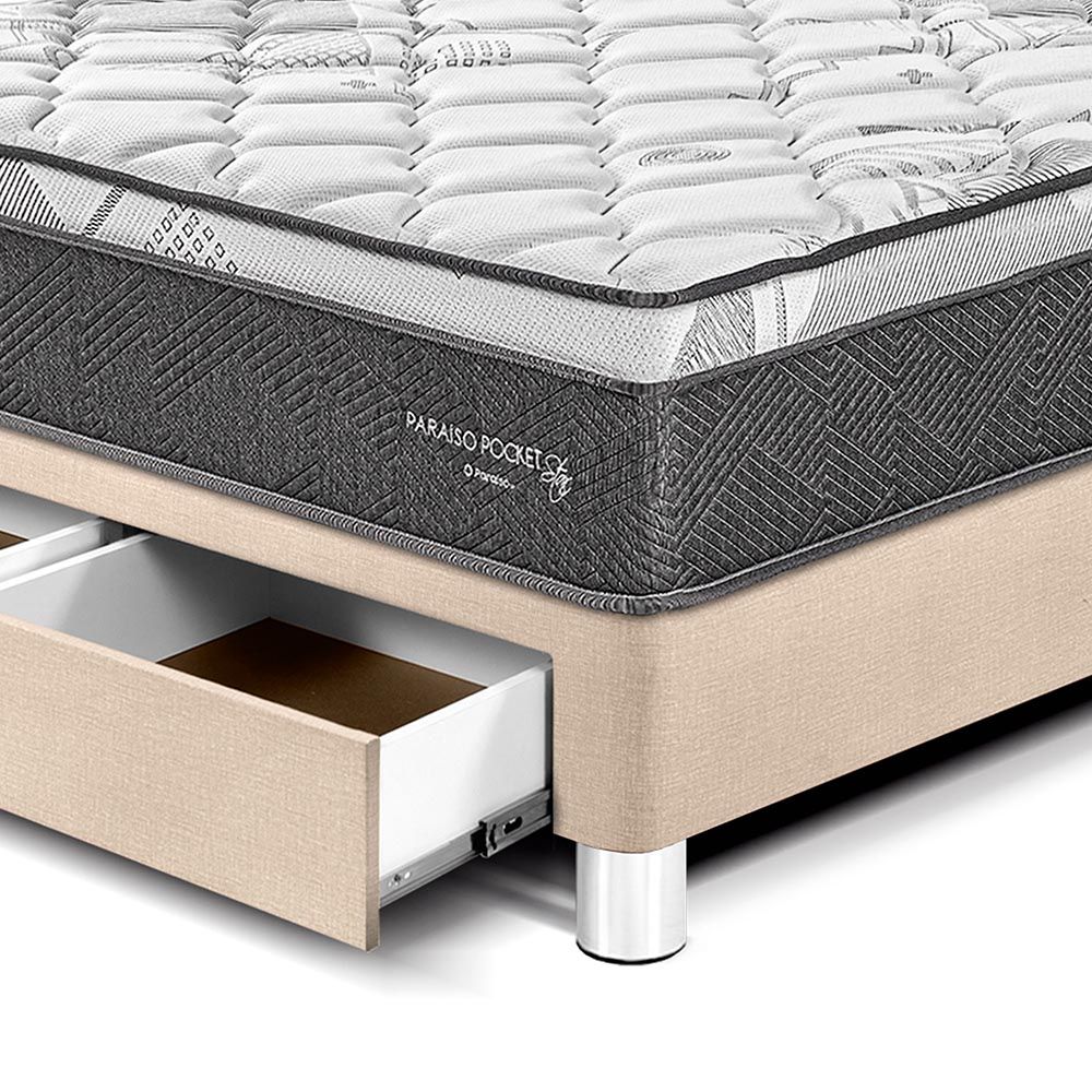CAMA AMERICANA PARAÍSO CON CAJONES POCKET STAR QUEEN CHAMPAGNE - 2