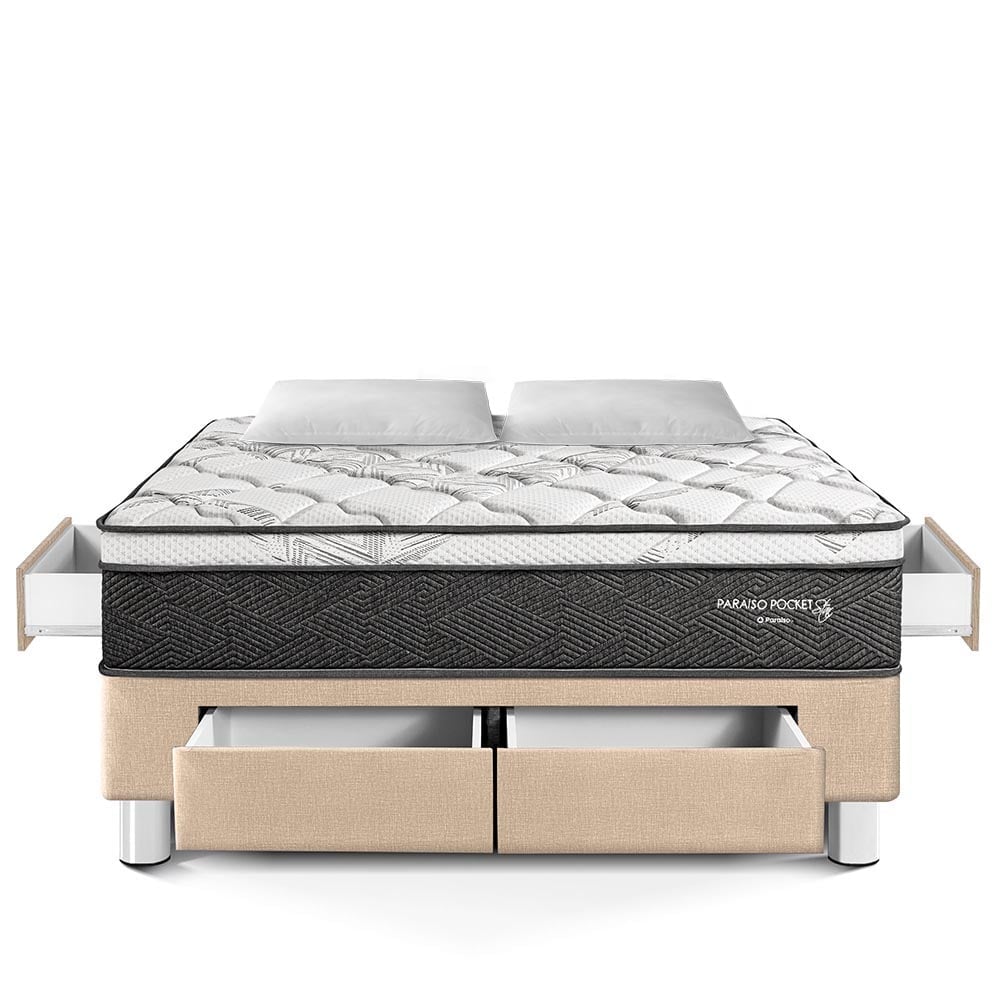 CAMA AMERICANA PARAÍSO CON CAJONES POCKET STAR QUEEN CHAMPAGNE - 3