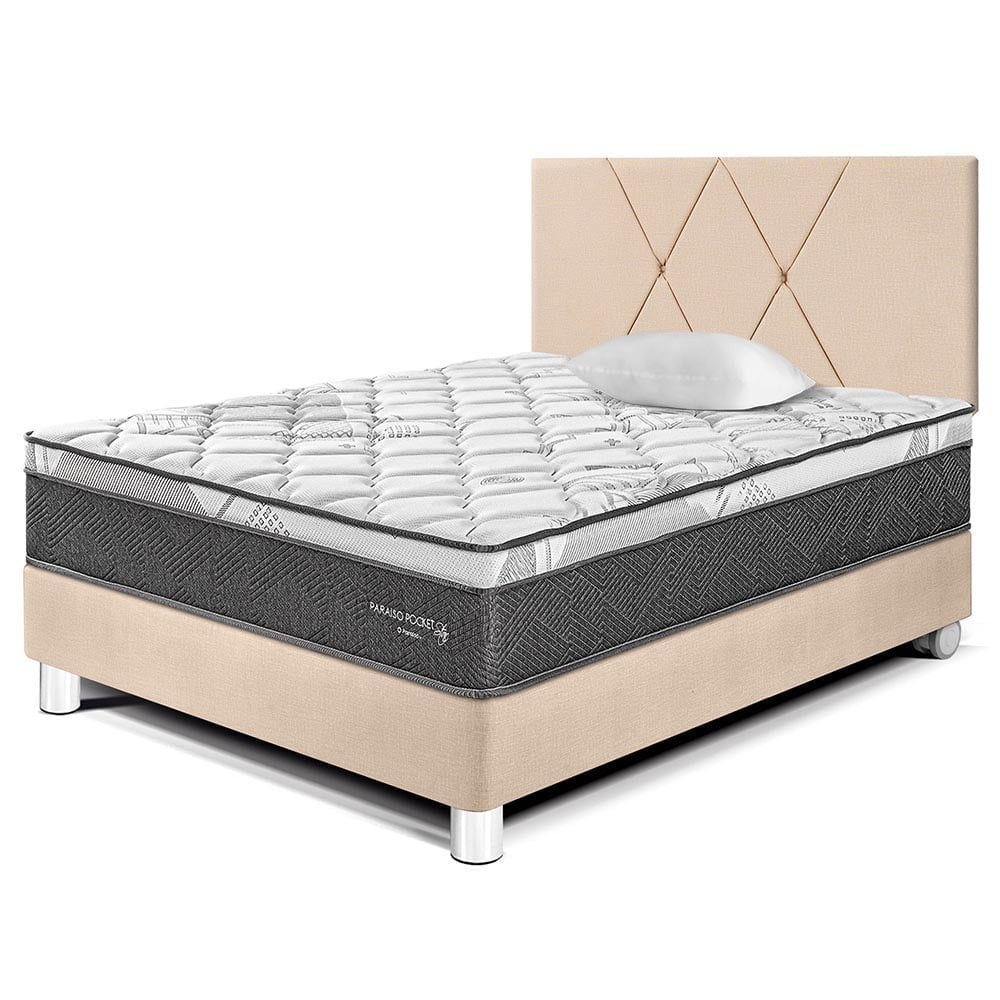 DORMITORIO AMERICANO PARAÍSO POCKET STAR 1.5 PLAZAS CHAMPAGNE + CABECERA LOFT - 1
