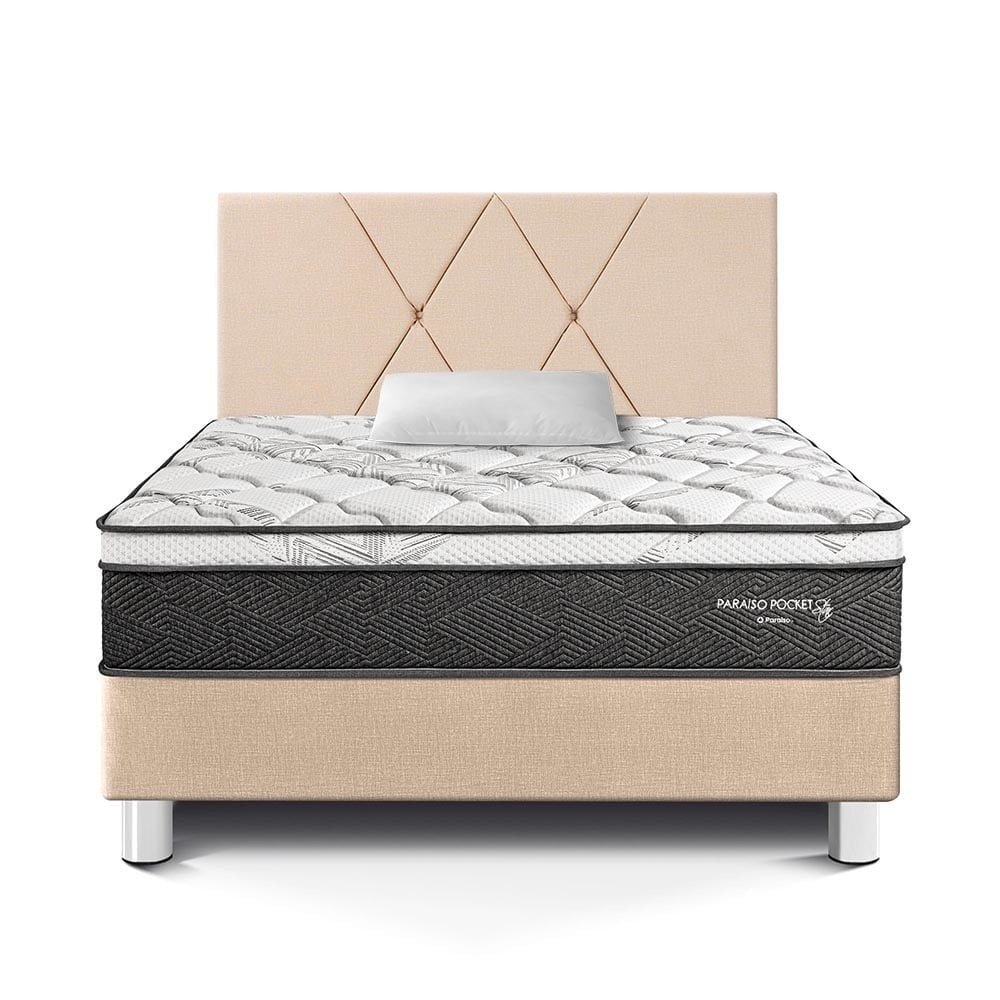 DORMITORIO AMERICANO PARAÍSO POCKET STAR 1.5 PLAZAS CHAMPAGNE + CABECERA LOFT - 3