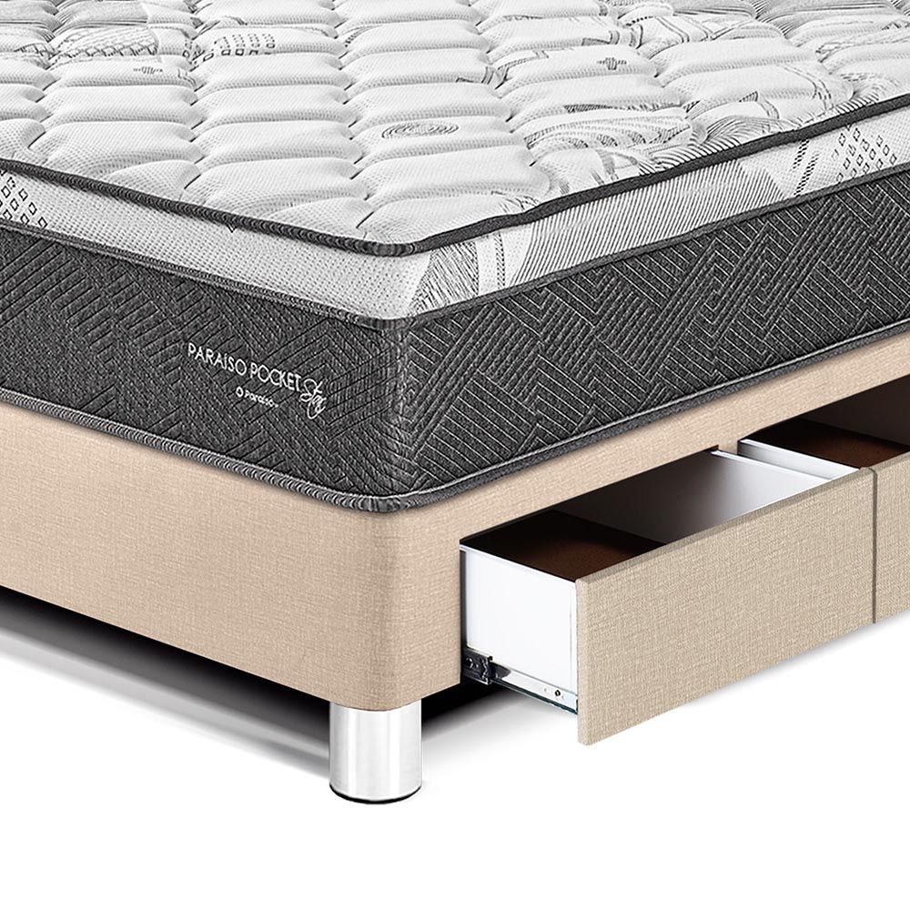 DORMITORIO PARAÍSO POCKET STAR 1.5 PLAZAS CON CAJONES CHAMPAGNE + CABECERA LOFT - 2