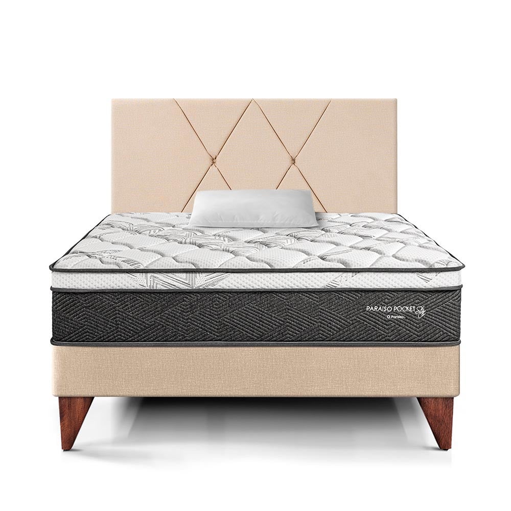 DORMITORIO EUROPEO PARAÍSO POCKET STAR 1.5 PLAZAS CHAMPAGNE + CABECERA LOFT - 3