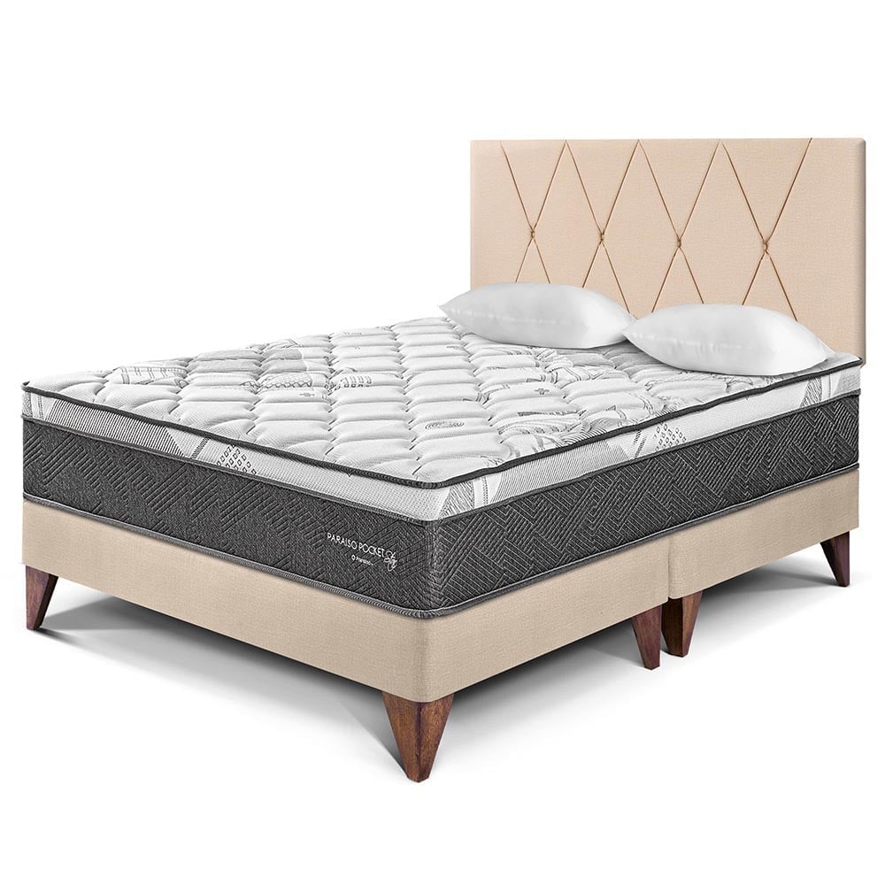 DORMITORIO EUROPEO PARAÍSO POCKET STAR QUEEN CHAMPAGNE + CABECERA LOFT - 1