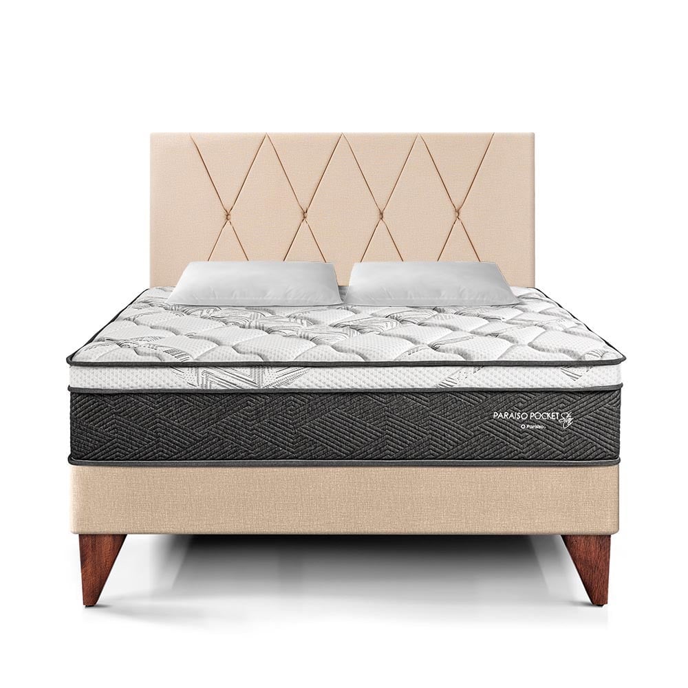 DORMITORIO EUROPEO PARAÍSO POCKET STAR QUEEN CHAMPAGNE + CABECERA LOFT - 3