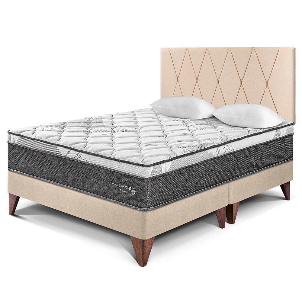 DORMITORIO EUROPEO PARAÍSO POCKET STAR KING CHAMPAGNE + CABECERA LOFT - 1
