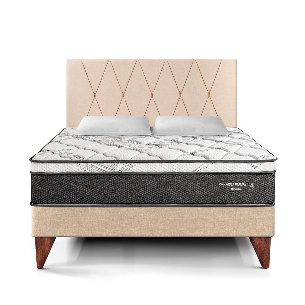DORMITORIO EUROPEO PARAÍSO POCKET STAR KING CHAMPAGNE + CABECERA LOFT - 3