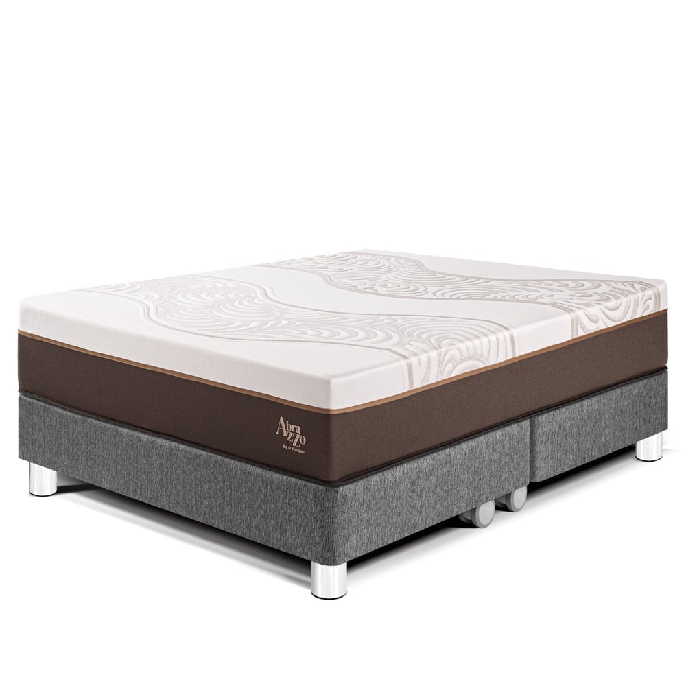 CAMA PARAÍSO ROYAL ABRAZZO QUEEN GRIS + 2 ALMOHADAS VISCOELÁSTICAS - 1