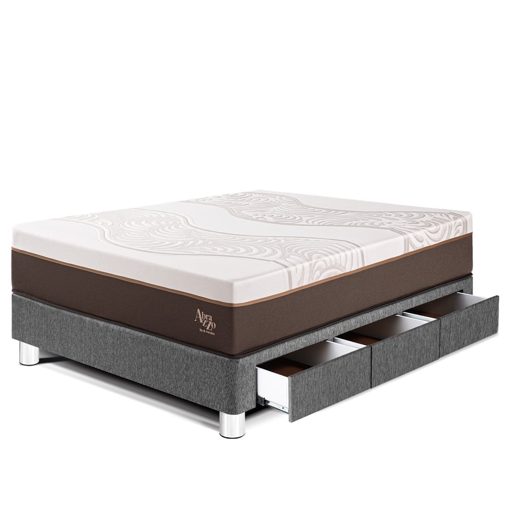 CAMA CON CAJONES PARAÍSO ROYAL ABRAZZO 1.5 PLAZAS GRIS + 1 ALMOHADA VISCOELÁSTICA - 1
