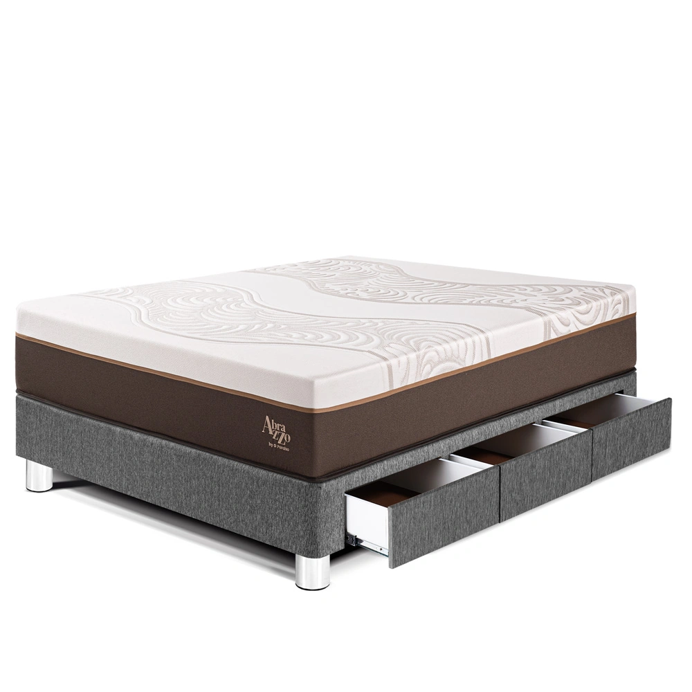 CAMA CON CAJONES PARAÍSO ROYAL ABRAZZO 1.5 PLAZAS GRIS + 1 ALMOHADA VISCOELÁSTICA - 1