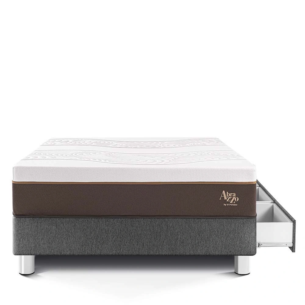 CAMA CON CAJONES PARAÍSO ROYAL ABRAZZO 1.5 PLAZAS GRIS + 1 ALMOHADA VISCOELÁSTICA - 3