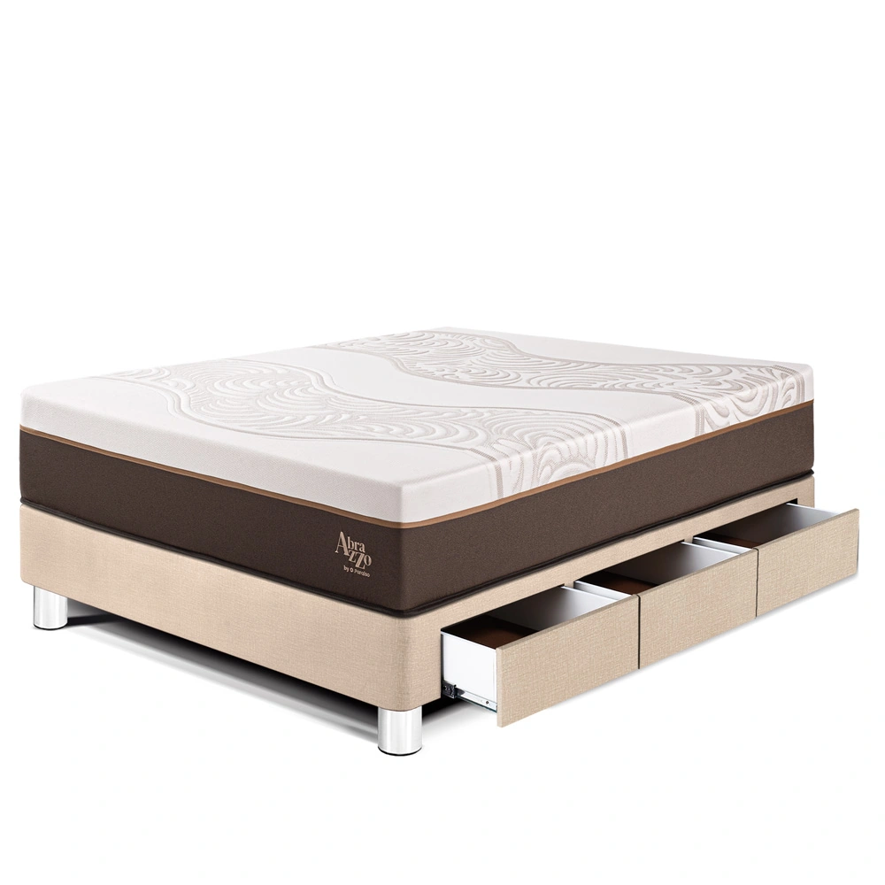 CAMA CON CAJONES PARAÍSO ROYAL ABRAZZO 1.5 PLAZAS CHAMPAGNE + 1 ALMOHADA VISCOELÁSTICA - 1