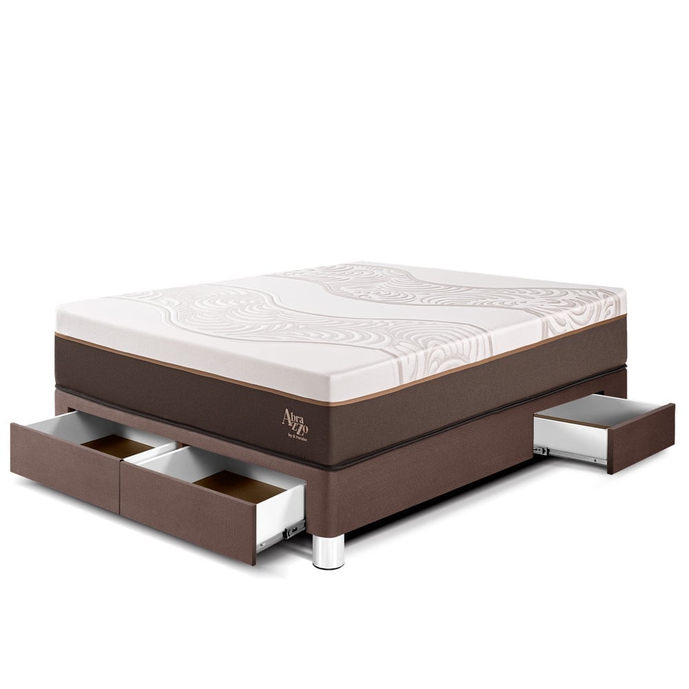 CAMA CON CAJONES PARAÍSO ROYAL ABRAZZO 2 PLAZAS CHOCOLATE + 2 ALMOHADAS VISCOELÁSTICAS - 1