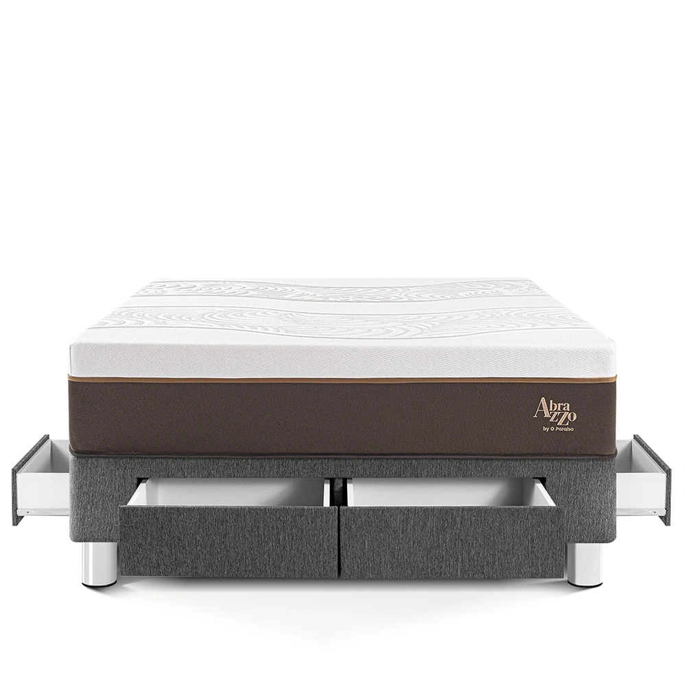CAMA CON CAJONES PARAÍSO ROYAL ABRAZZO 2 PLAZAS GRIS + 2 ALMOHADAS VISCOELÁSTICAS - 3