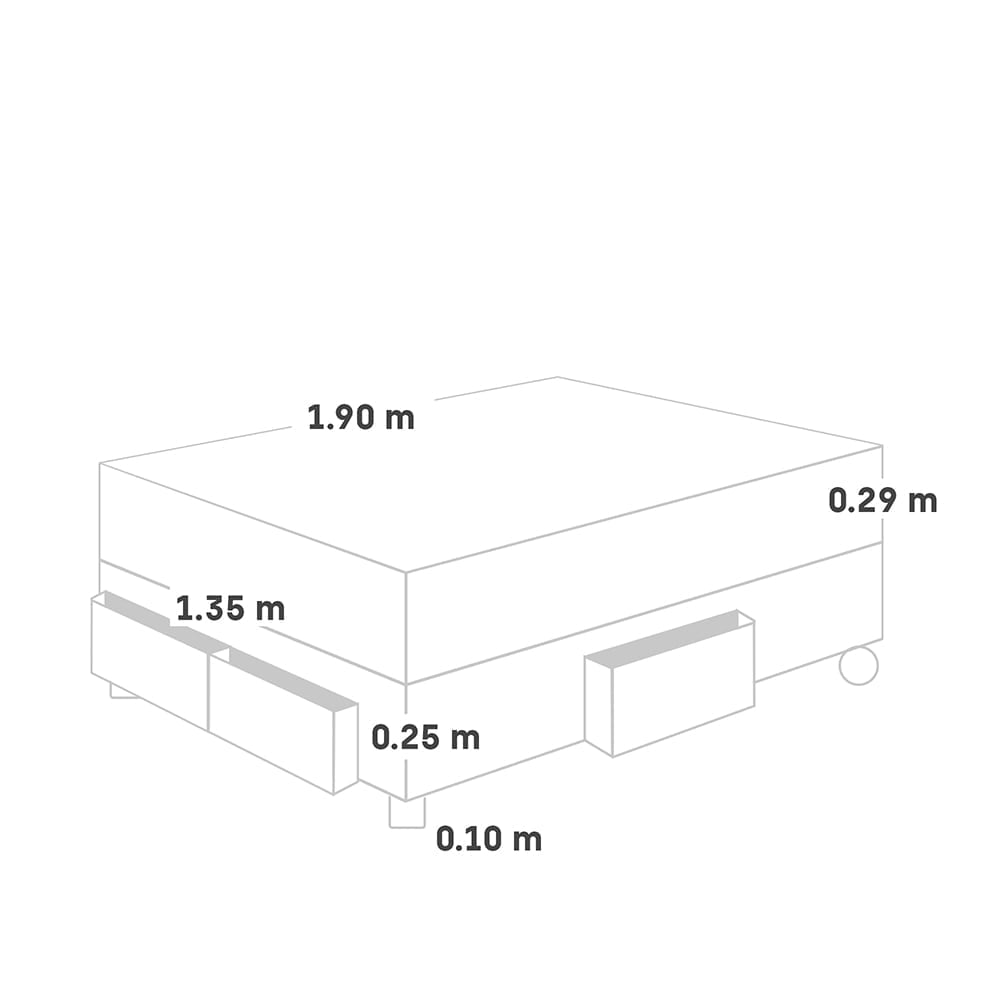 CAMA CON CAJONES PARAÍSO ROYAL ABRAZZO 2 PLAZAS GRIS + 2 ALMOHADAS VISCOELÁSTICAS - 5