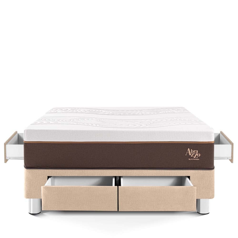 CAMA CON CAJONES PARAÍSO ROYAL ABRAZZO 2 PLAZAS CHAMPAGNE + 2 ALMOHADAS VISCOELÁSTICAS - 3