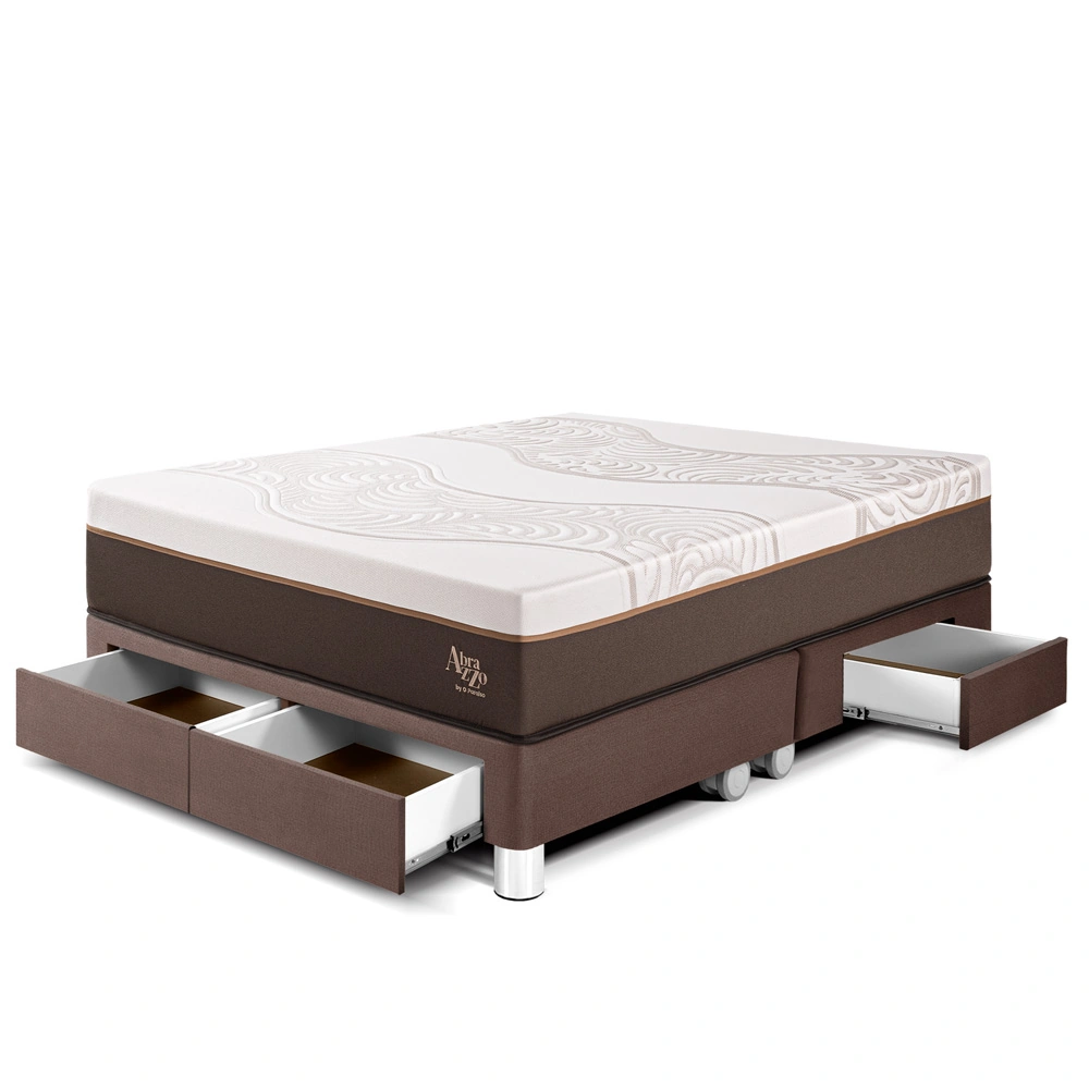 CAMA CON CAJONES PARAÍSO ROYAL ABRAZZO QUEEN CHOCOLATE + 2 ALMOHADAS VISCOELÁSTICAS - 1