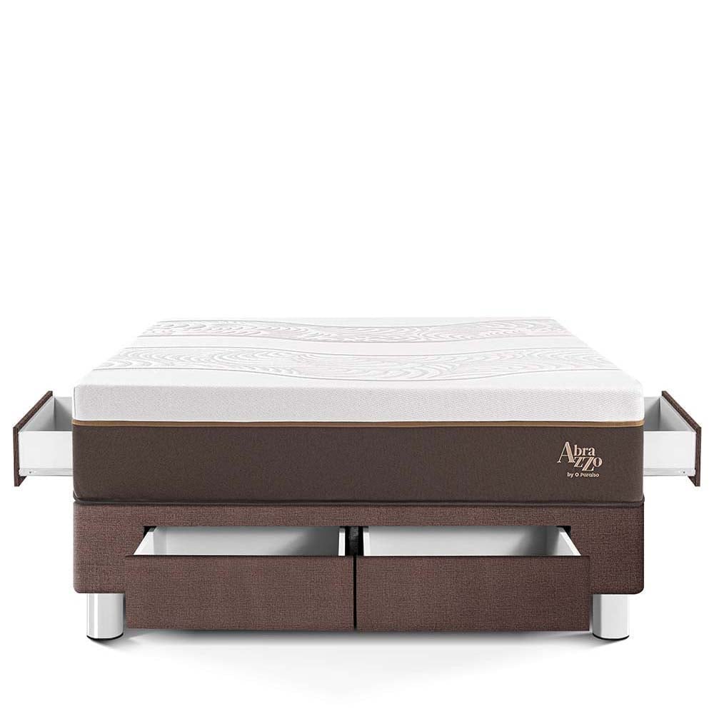 CAMA CON CAJONES PARAÍSO ROYAL ABRAZZO QUEEN CHOCOLATE + 2 ALMOHADAS VISCOELÁSTICAS - 3