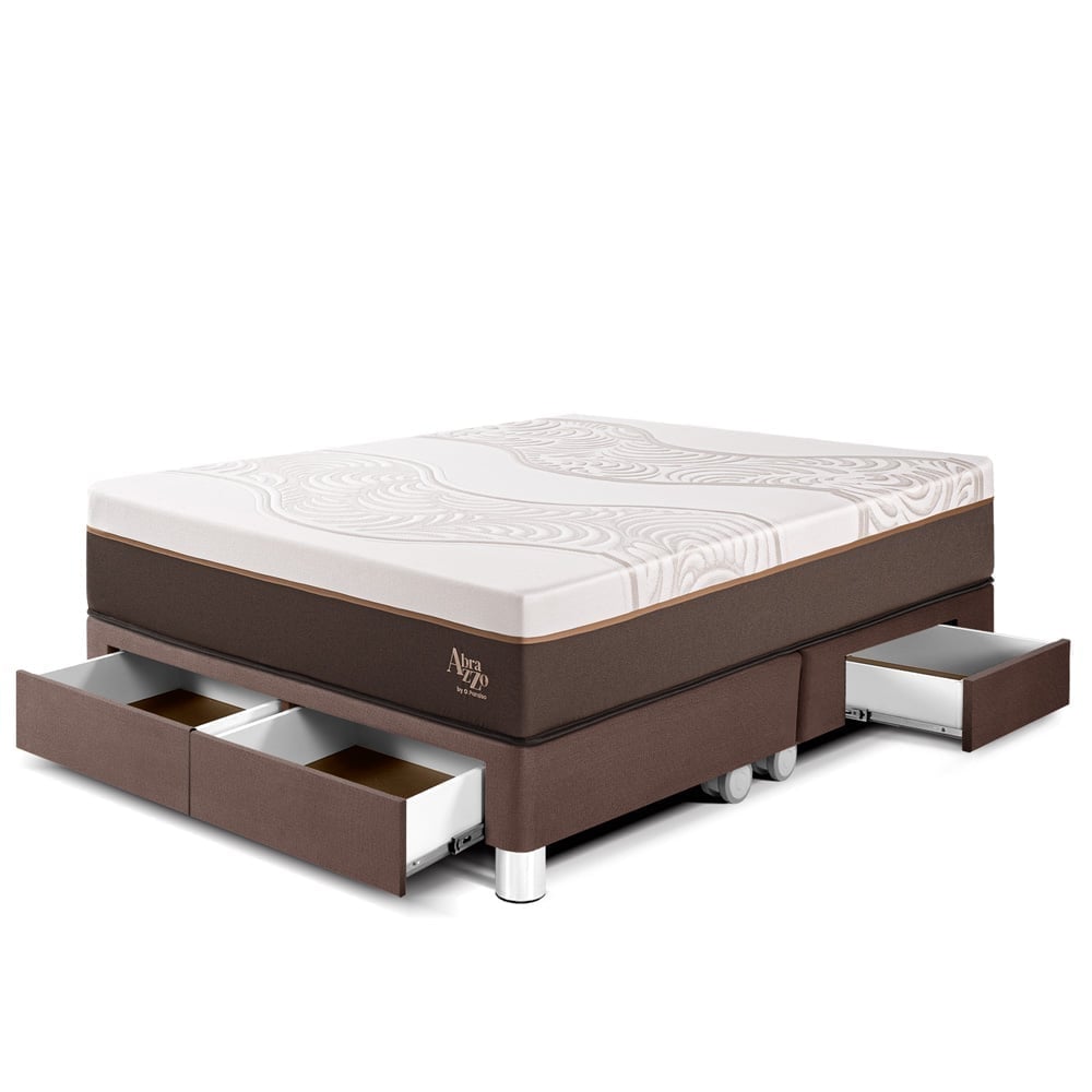 CAMA CON CAJONES PARAÍSO ROYAL ABRAZZO KING CHOCOLATE + 2 ALMOHADAS VISCOELÁSTICAS - 1