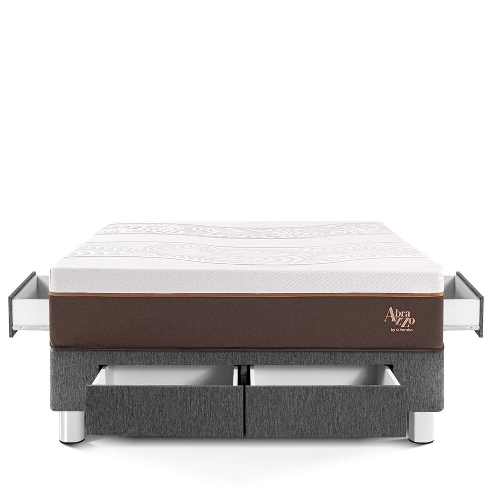 CAMA CON CAJONES PARAÍSO ROYAL ABRAZZO KING GRIS + 2 ALMOHADAS VISCOELÁSTICAS - 3