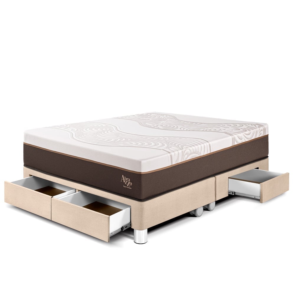 CAMA CON CAJONES PARAÍSO ROYAL ABRAZZO KING CHAMPAGNE + 2 ALMOHADAS VISCOELÁSTICAS - 1