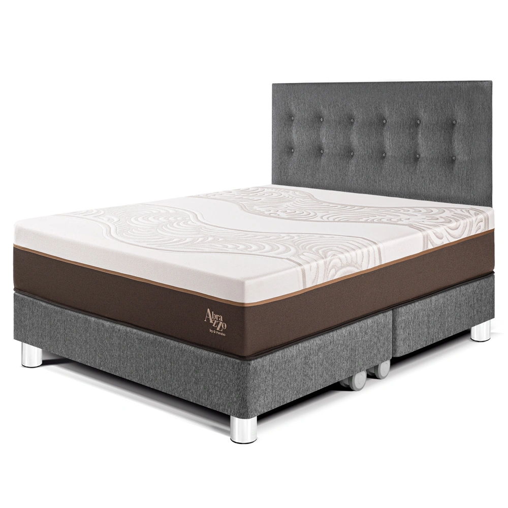 DORMITORIO PARAÍSO ROYAL ABRAZZO QUEEN GRIS + 2 ALMOHADAS VISCOELÁSTICAS - 1