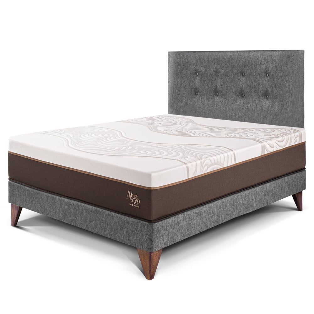 DORMITORIO EUROPEO PARAÍSO ROYAL ABRAZZO 1.5 PLAZAS GRIS + 1 ALMOHADA VISCOELÁSTICA - 1