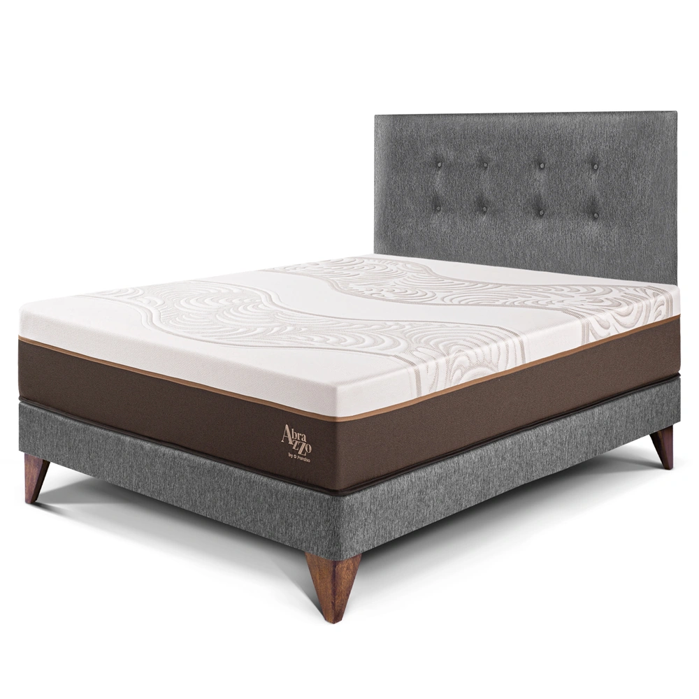 DORMITORIO EUROPEO PARAÍSO ROYAL ABRAZZO 1.5 PLAZAS GRIS + 1 ALMOHADA VISCOELÁSTICA - 1