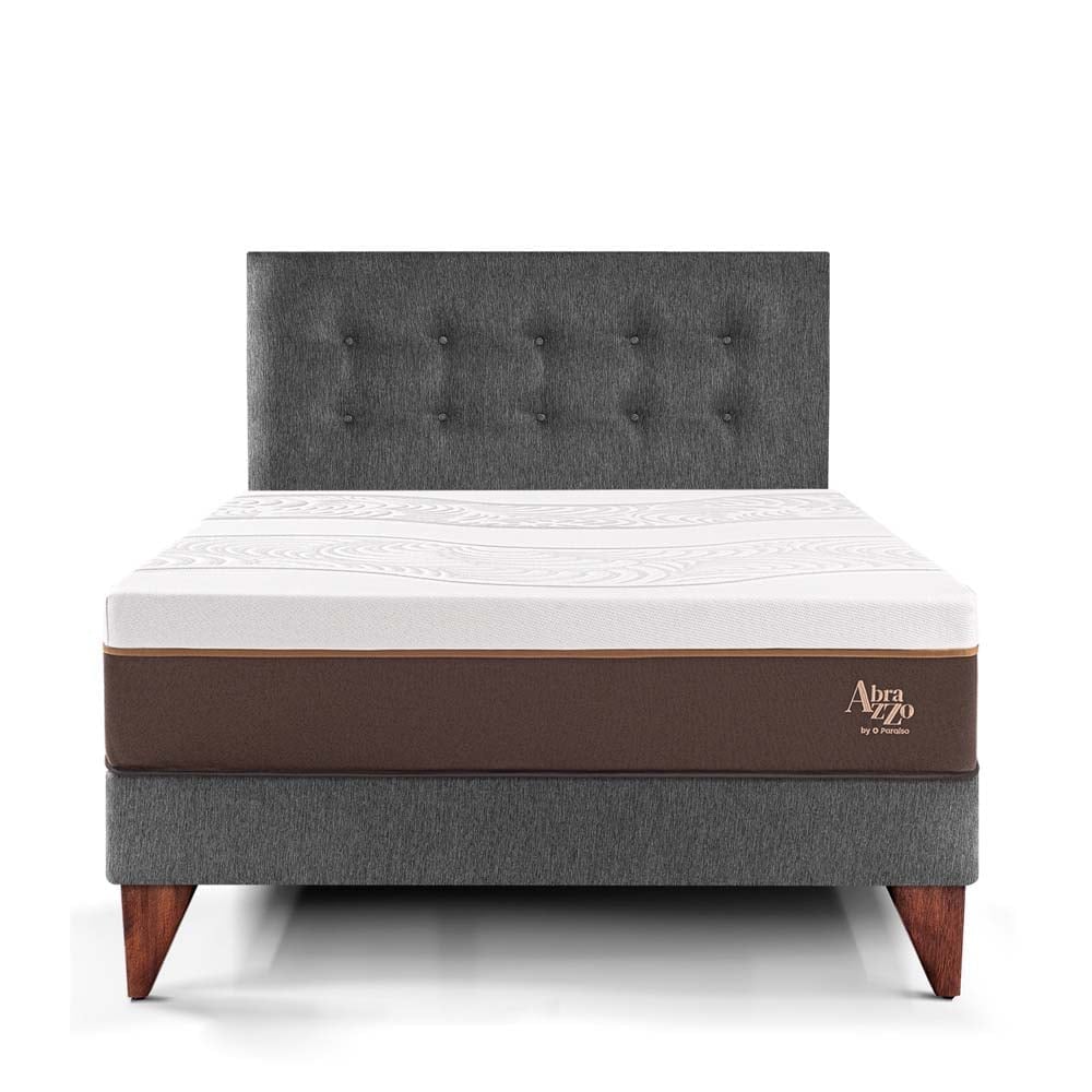 DORMITORIO EUROPEO PARAÍSO ROYAL ABRAZZO 2 PLAZAS GRIS + 2 ALMOHADAS VISCOELÁSTICAS - 3