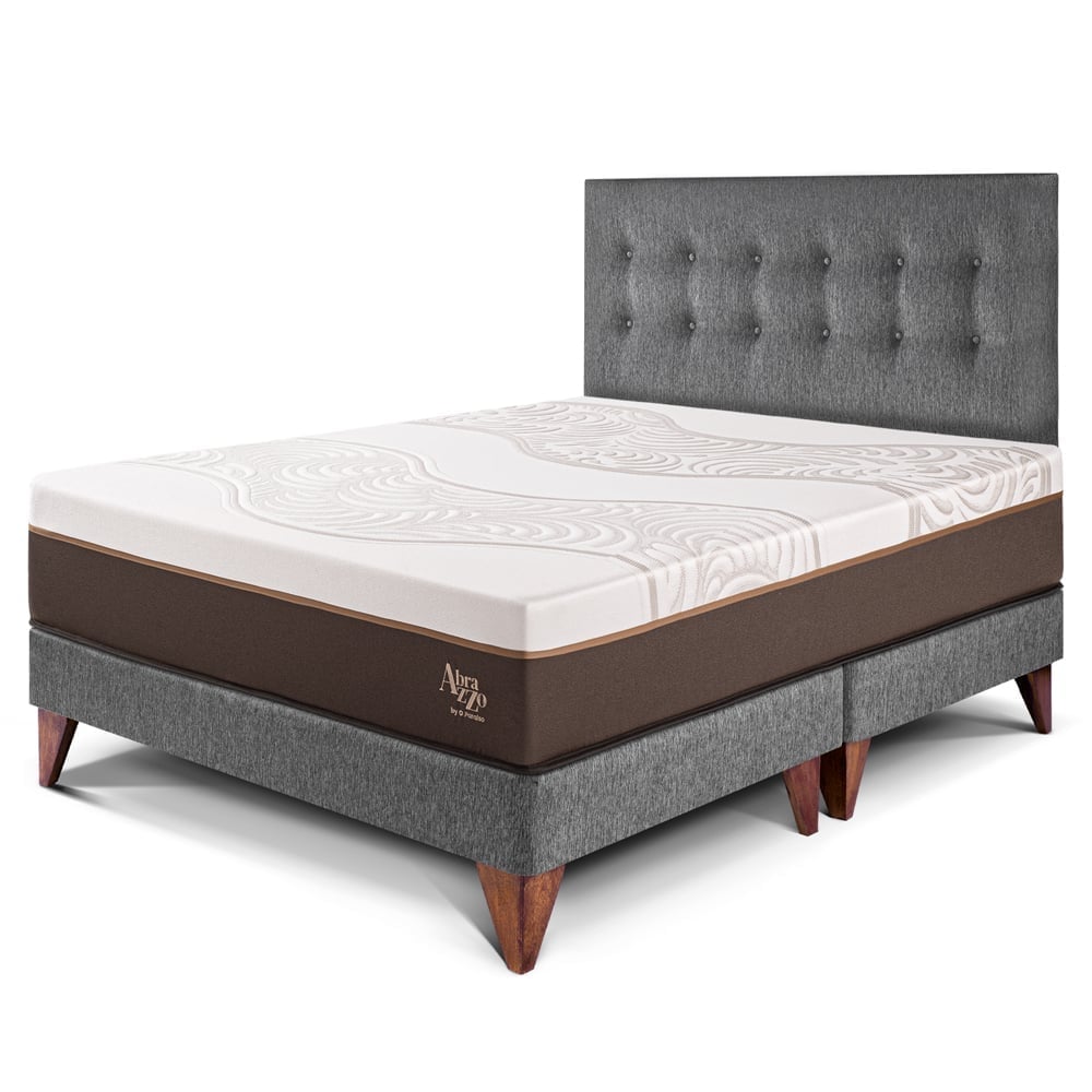 DORMITORIO EUROPEO PARAÍSO ROYAL ABRAZZO QUEEN GRIS + 2 ALMOHADAS VISCOELÁSTICAS - 1