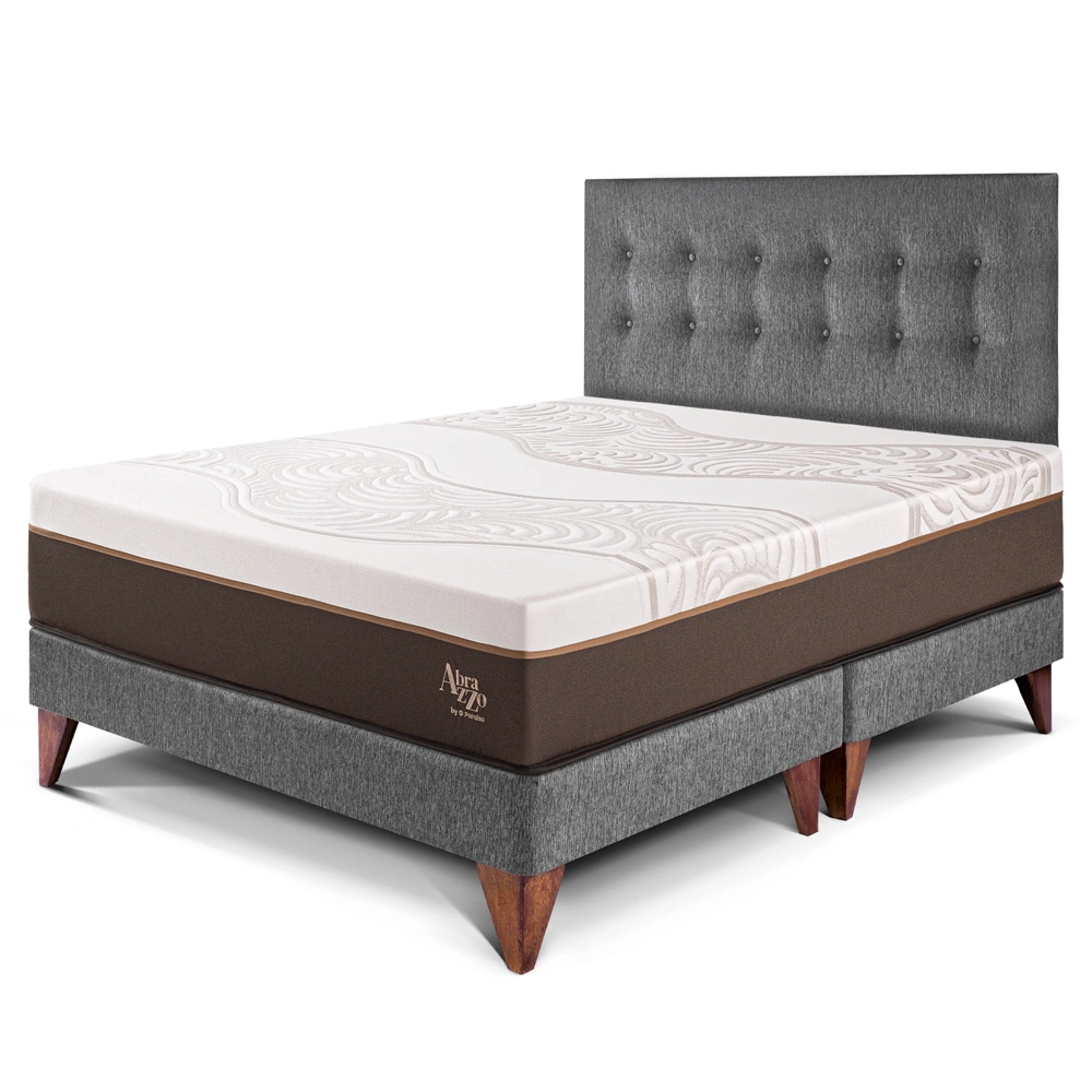 DORMITORIO EUROPEO PARAÍSO ROYAL ABRAZZO QUEEN GRIS + 2 ALMOHADAS VISCOELÁSTICAS - 1