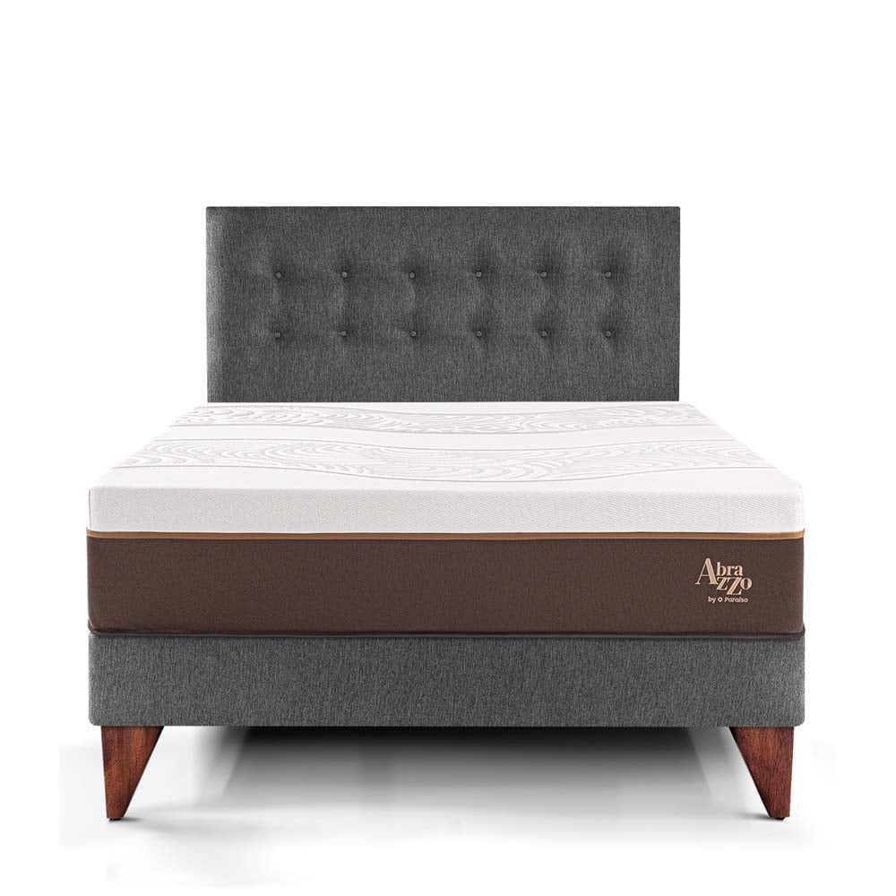 DORMITORIO EUROPEO PARAÍSO ROYAL ABRAZZO QUEEN GRIS + 2 ALMOHADAS VISCOELÁSTICAS - 3