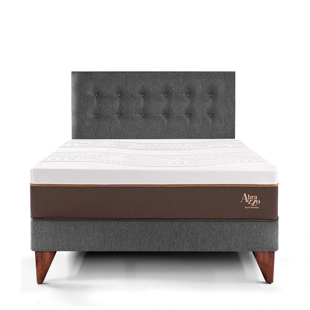 DORMITORIO EUROPEO PARAÍSO ROYAL ABRAZZO QUEEN GRIS + 2 ALMOHADAS VISCOELÁSTICAS - 3