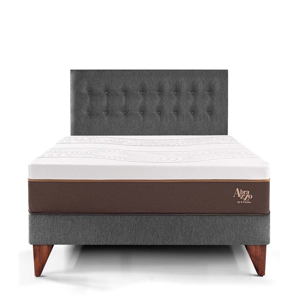 DORMITORIO EUROPEO PARAÍSO ROYAL ABRAZZO KING GRIS + 2 ALMOHADAS VISCOELÁSTICAS - 3