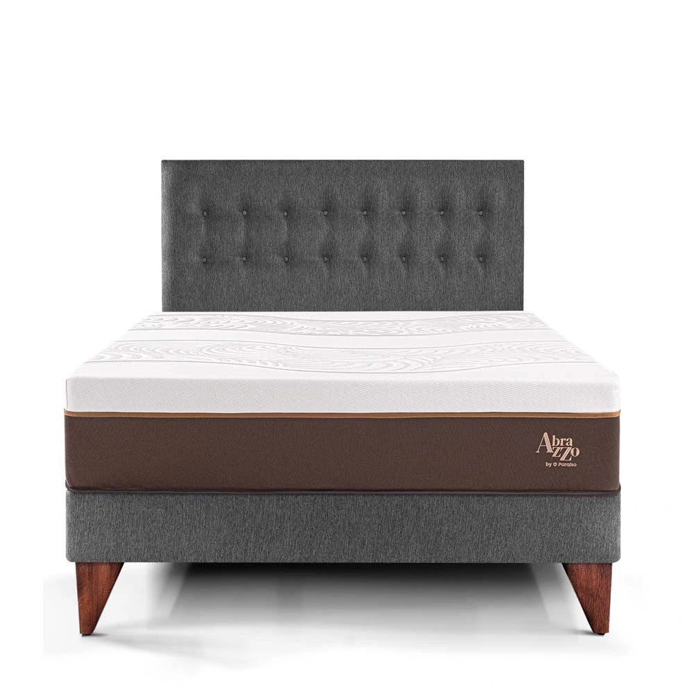 DORMITORIO EUROPEO PARAÍSO ROYAL ABRAZZO KING GRIS + 2 ALMOHADAS VISCOELÁSTICAS - 3