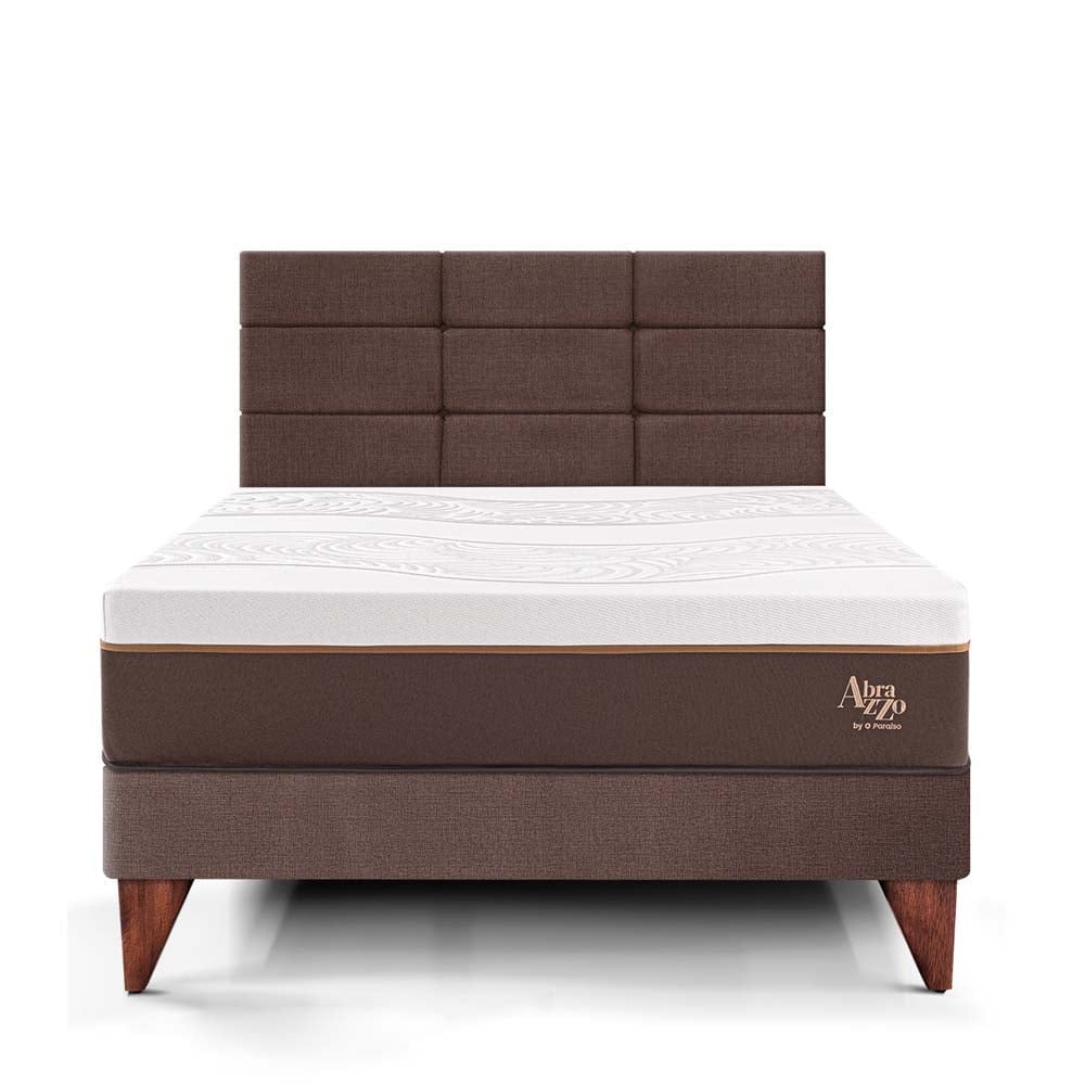 DORMITORIO EUROPEO PARAÍSO ROYAL ABRAZZO 1.5 PLAZAS CHOCOLATE + CABECERA BLOCKS + 1 ALMOHADA VISCOELÁSTICA - 3
