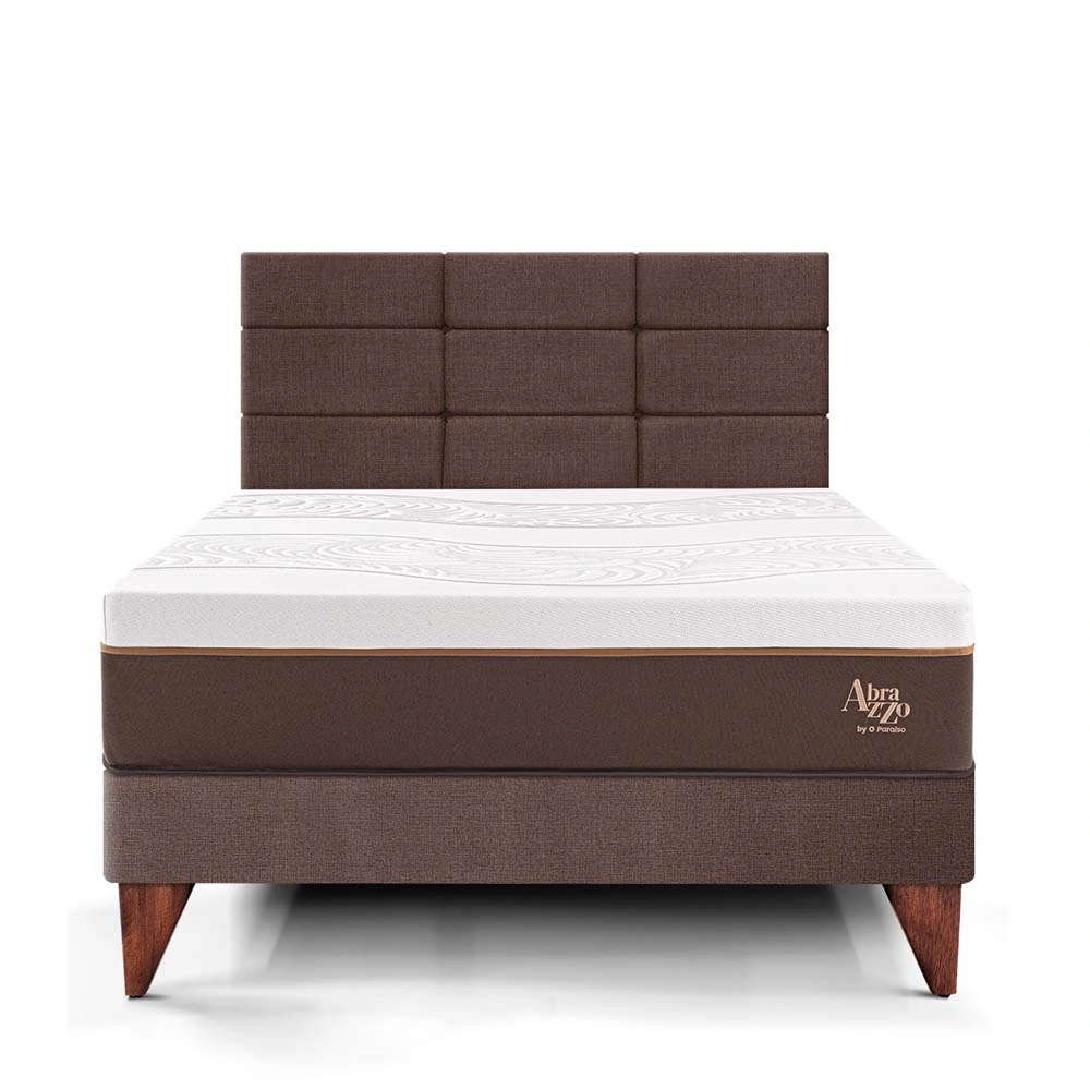 DORMITORIO EUROPEO PARAÍSO ROYAL ABRAZZO 1.5 PLAZAS CHOCOLATE + CABECERA BLOCKS + 1 ALMOHADA VISCOELÁSTICA - 3