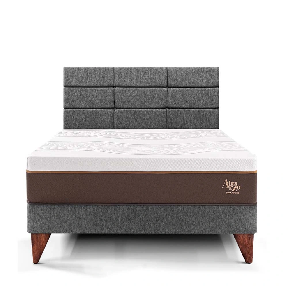 DORMITORIO EUROPEO PARAÍSO ROYAL ABRAZZO 1.5 PLAZAS GRIS + CABECERA BLOCKS + 1 ALMOHADA VISCOELÁSTICA - 3