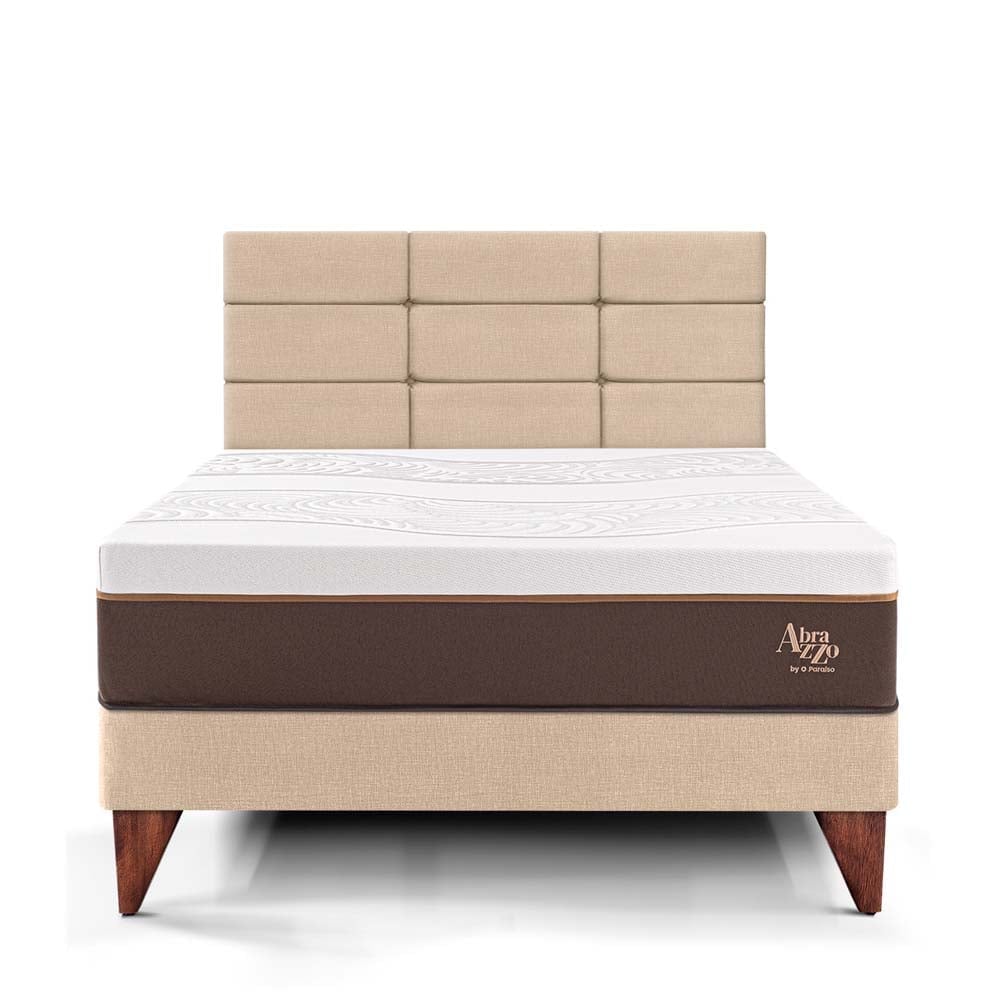 DORMITORIO EUROPEO PARAÍSO ROYAL ABRAZZO 1.5 PLAZAS CHAMPAGNE + CABECERA BLOCKS + 1 ALMOHADA VISCOELÁSTICA - 3