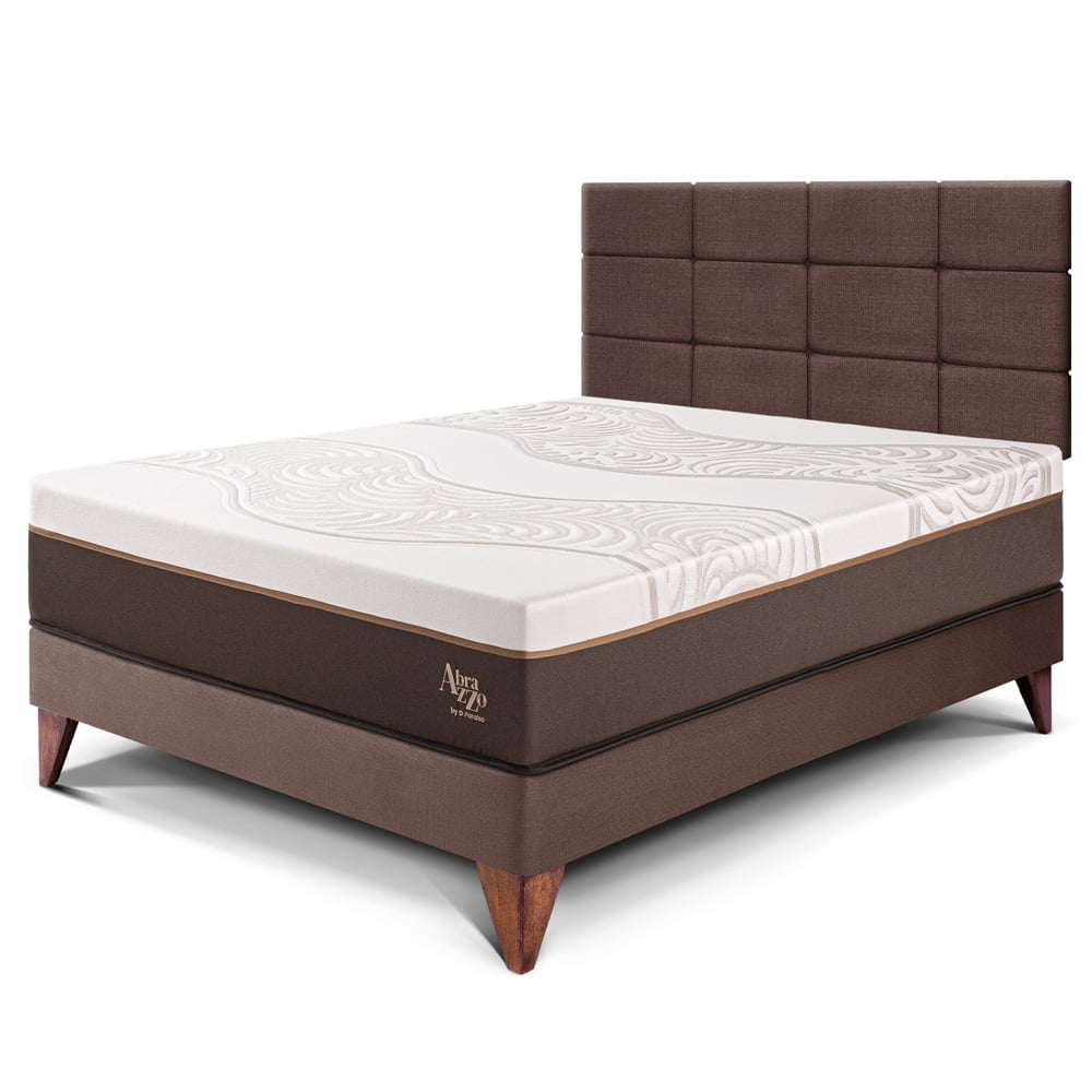 DORMITORIO EUROPEO PARAÍSO ROYAL ABRAZZO 2 PLAZAS CHOCOLATE + CABECERA BLOCKS + 2 ALMOHADAS VISCOELÁSTICAS - 1