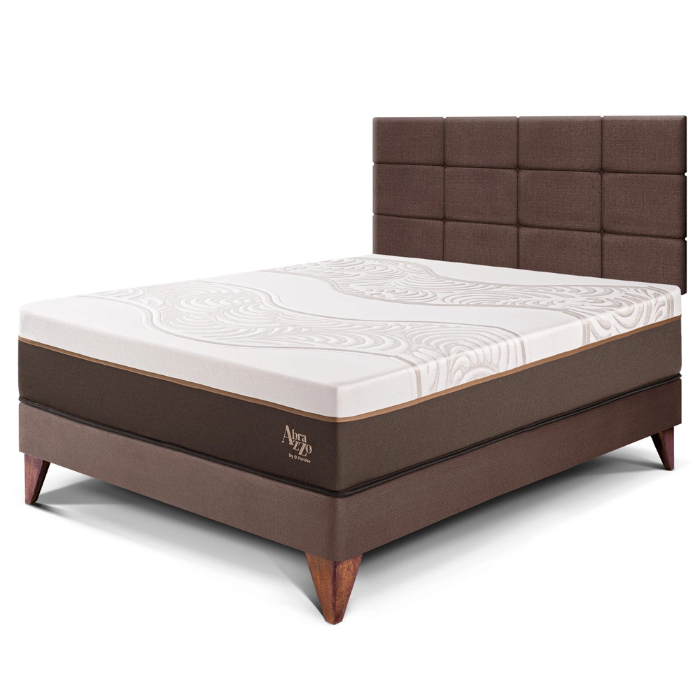 DORMITORIO EUROPEO PARAÍSO ROYAL ABRAZZO 2 PLAZAS CHOCOLATE + CABECERA BLOCKS + 2 ALMOHADAS VISCOELÁSTICAS - 1